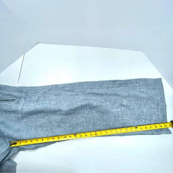 ATHLETA Women's Wide Leg 100% Linen Blue Pants Elastic Waist Zip Pockets Size 8 - Picture 9 of 11